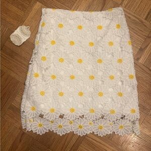 Altar'd State White and Yellow Floral Pencil Skirt